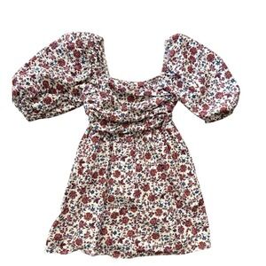 Speechless Floral Puff Sleeve Mini Dress Square Neck Ruched Cottagecore Small